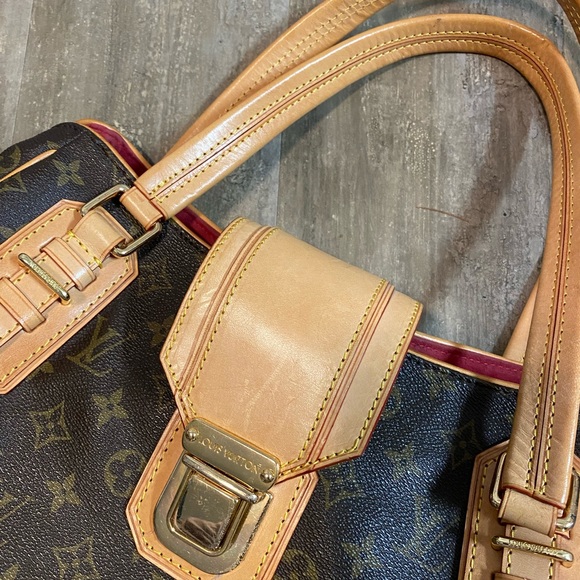 LOUIS VUITTON | Monogram Canvas Brown Leather Griet Handbag - Picture 6 of 15